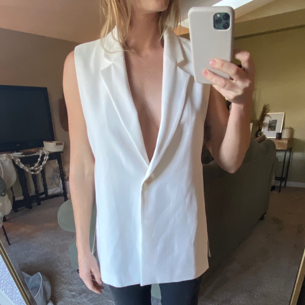 Zara white blazer vest